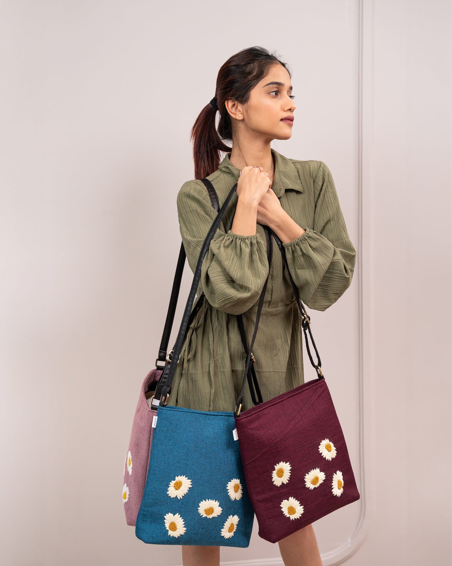 Sunflower Burgundy Sling Bag