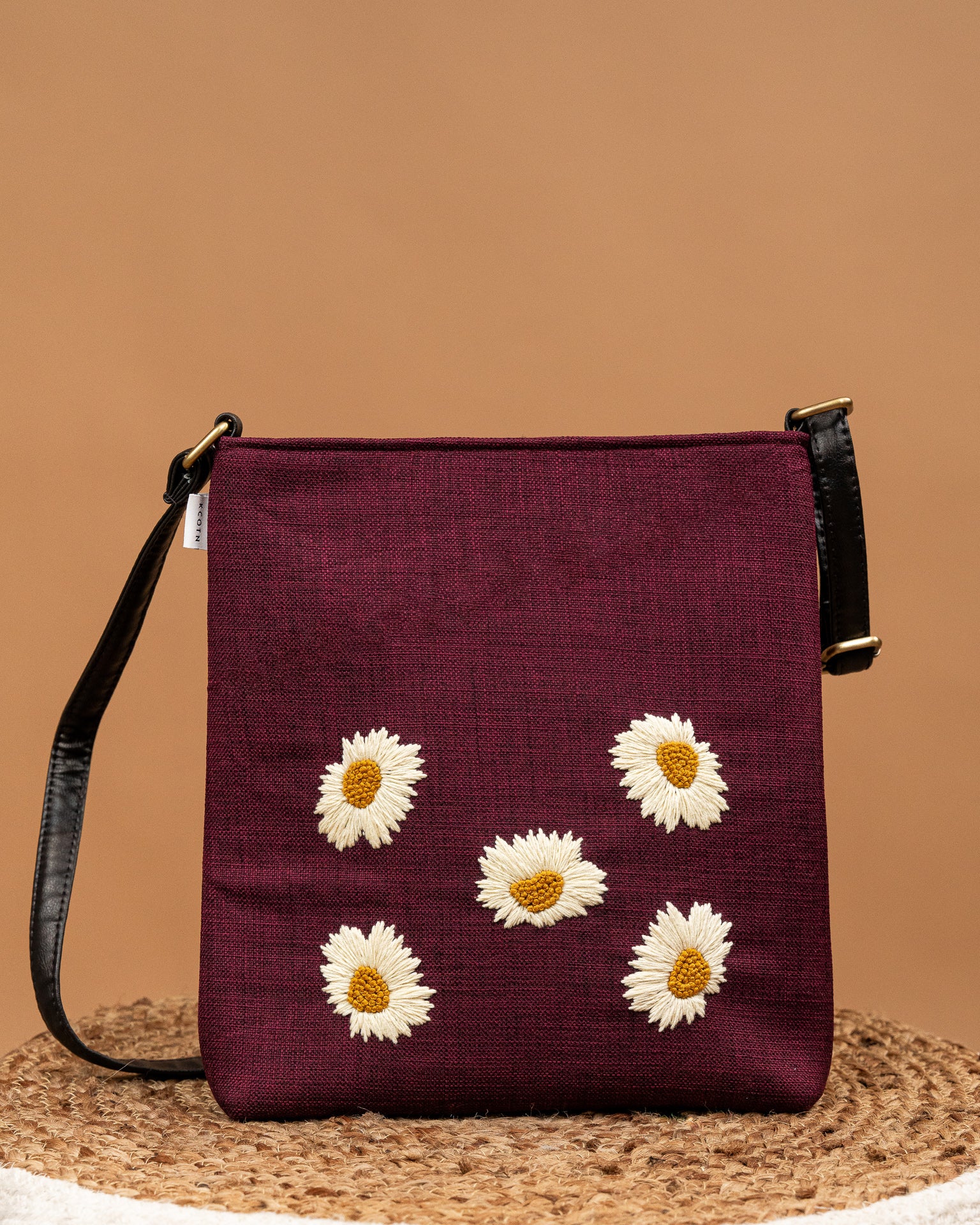 Sunflower Burgundy Sling Bag