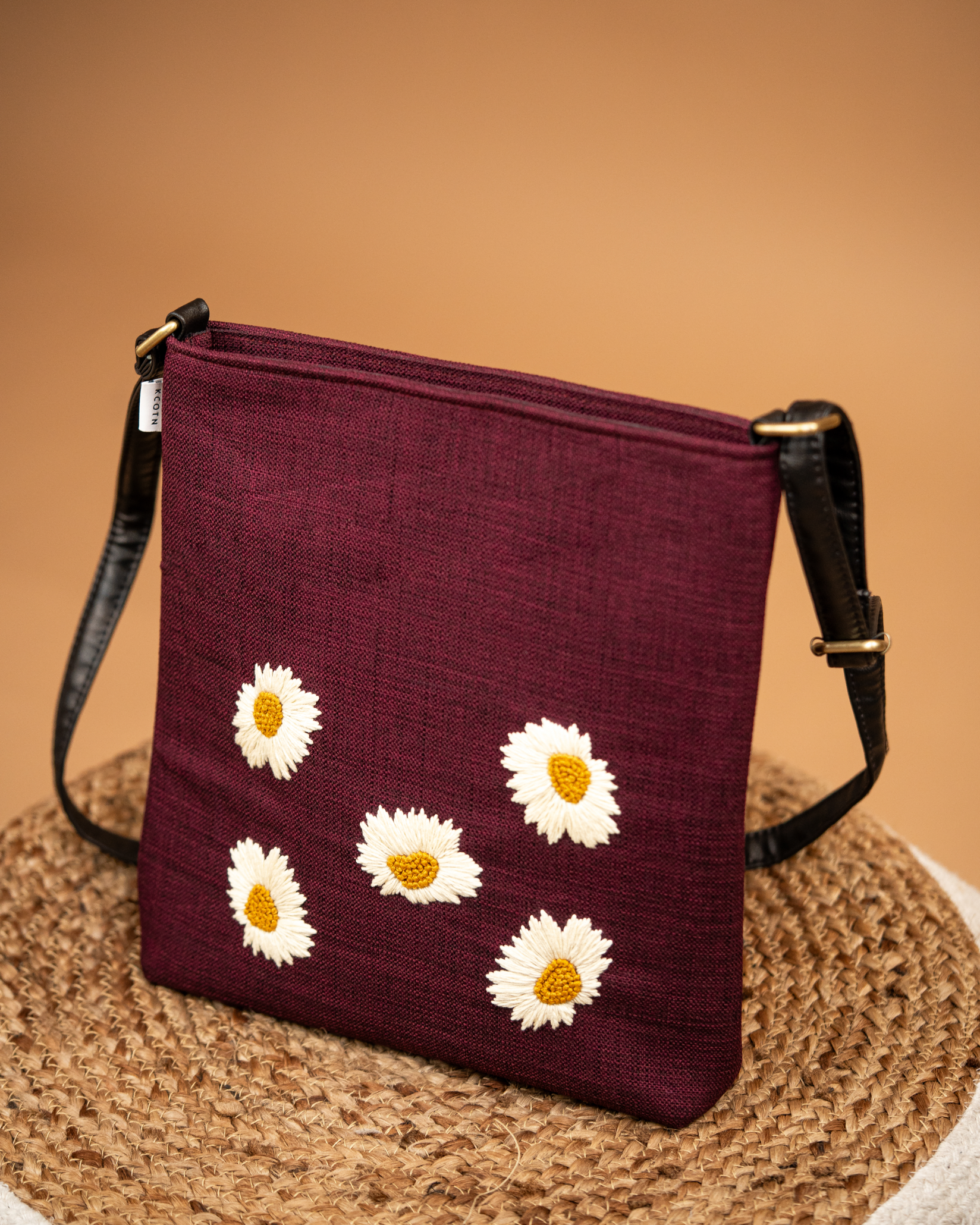 Sunflower Burgundy Sling Bag